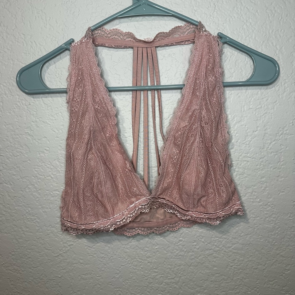 Lace Halter Bralette in Pink